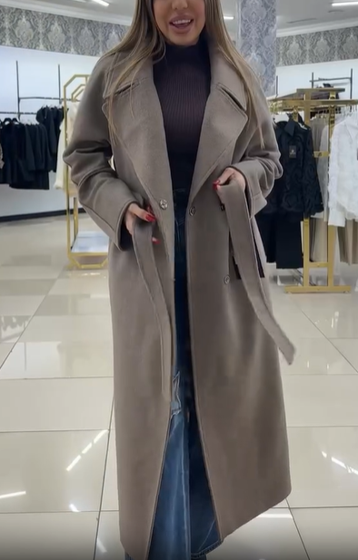 Wool Blend Coat With Belt