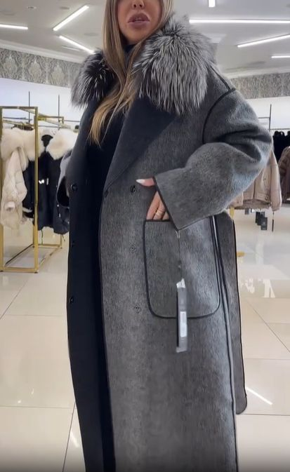 Wool - Blend Coat with Removable Fur Collar
