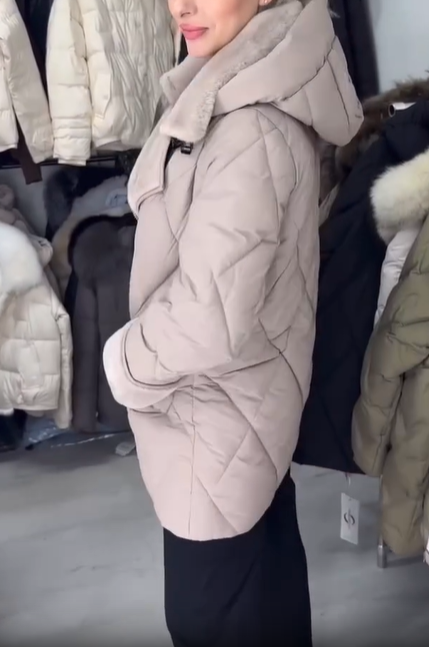 Quilted Puffer Jacket with Shearling - Style Trim