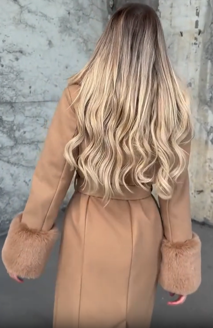 Wool - Blend Coat with Faux Fur Accents