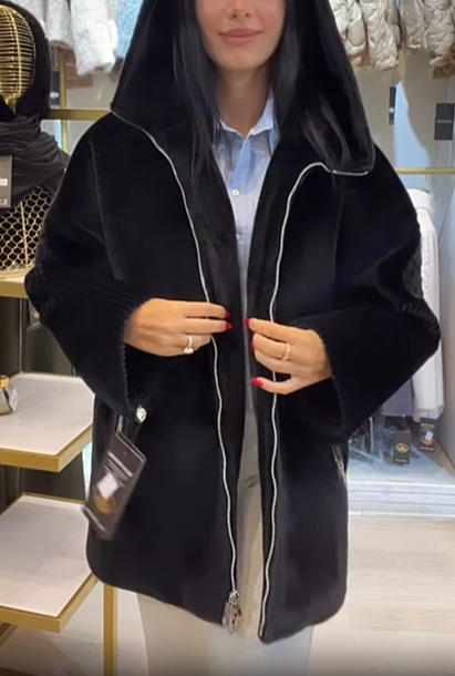 Textured Faux Fur Hooded Jacket