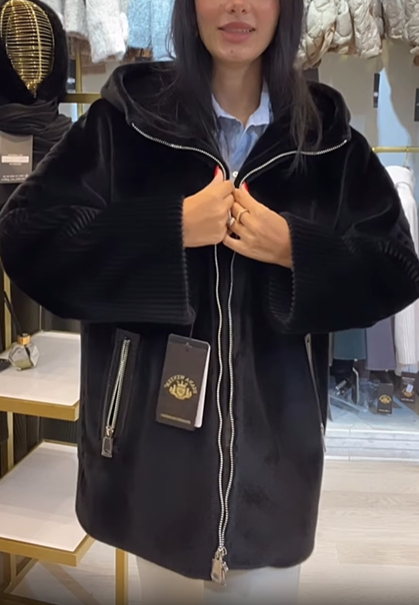 Textured Faux Fur Hooded Jacket