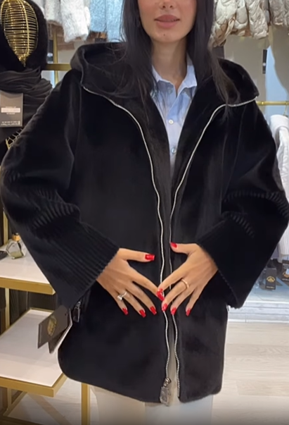 Textured Faux Fur Hooded Jacket