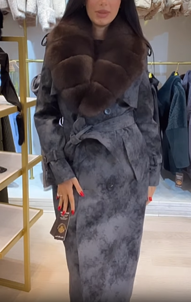 Suede Trench Coat With Faux Fur Collar