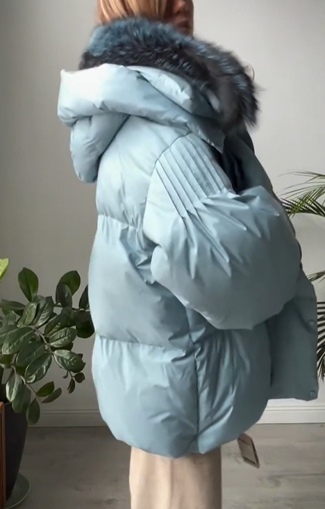 Faux Fur-Trimmed Oversized Puffer Coat