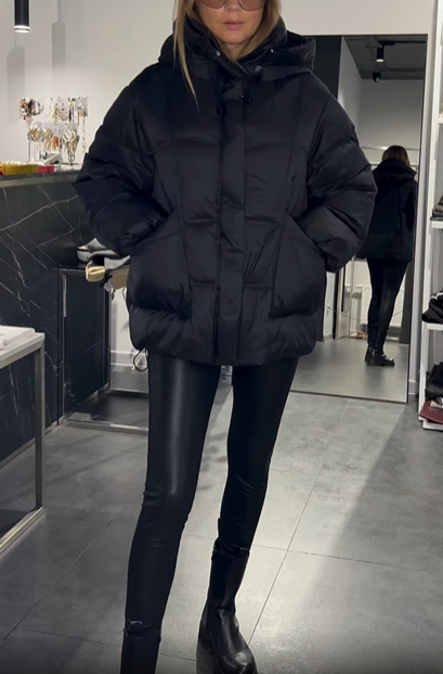 Plum Puffy Hooded Puffer Jacket