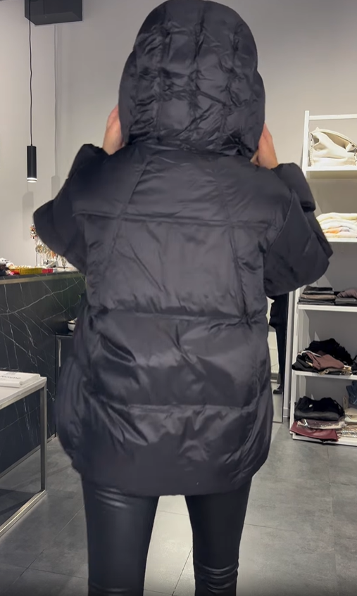 Plum Puffy Hooded Puffer Jacket