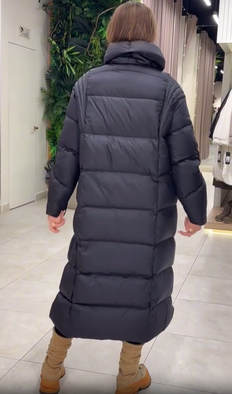Maxi Puffer Coat with Magnetic Snap Closure