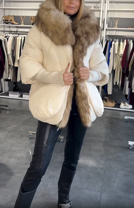 Black Faux Fur - Trimmed Down Jacket