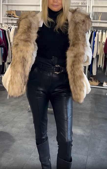 Black Faux Fur - Trimmed Down Jacket