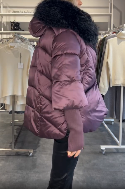 White Faux Fur - Trimmed Down Jacket