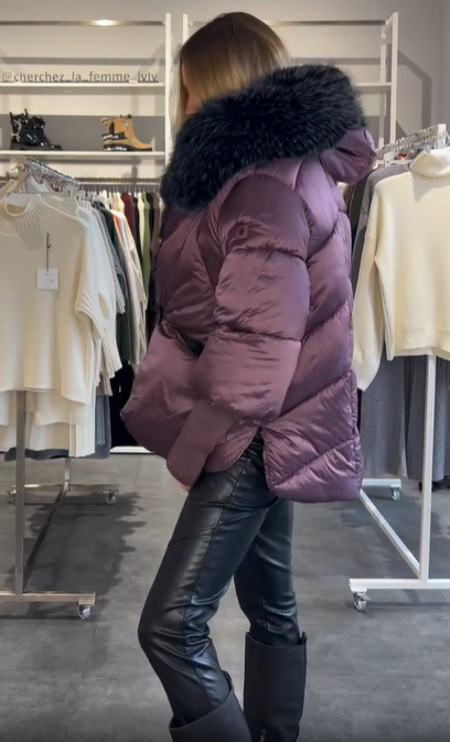 White Faux Fur - Trimmed Down Jacket