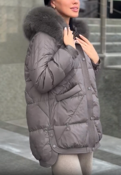 Blue Hooded Diamond-Quilted Puffer Coat