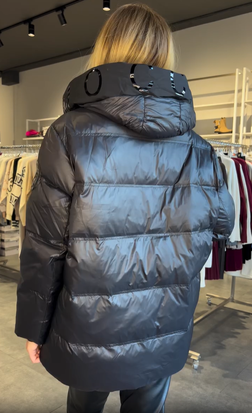Hooded Puffer Coat with Branded Detail Accents