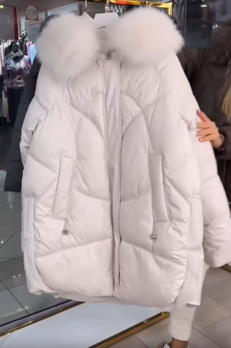 Diamond-Quilted Hooded Puffer Coat with Faux Fur Accents