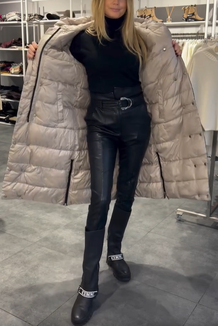 White Reversible Long Hooded Down Jacket