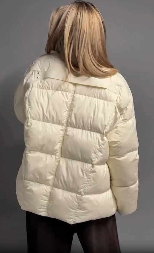 Baseball-Collar Oversized Cropped Puffer Jacket