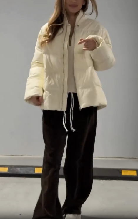 Baseball-Collar Oversized Cropped Puffer Jacket