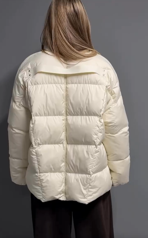 Baseball-Collar Oversized Cropped Puffer Jacket