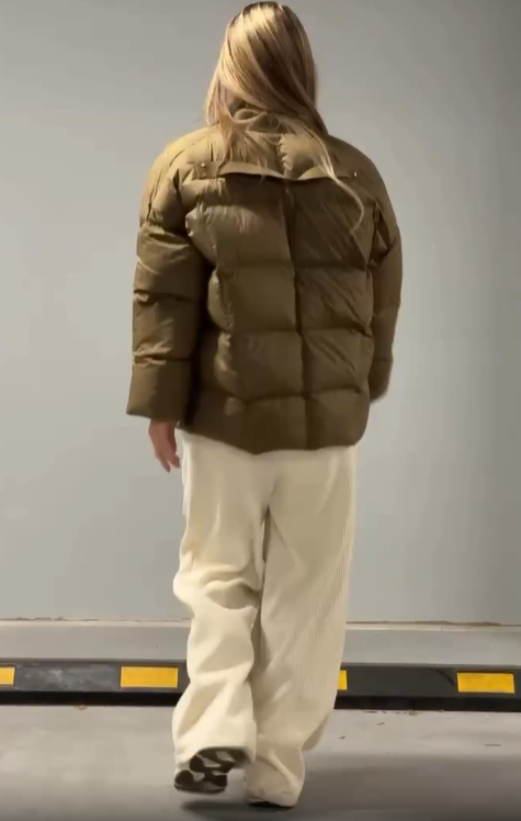 Baseball-Collar Oversized Cropped Puffer Jacket