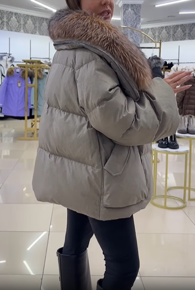 Oversized Puffer Jacket with Faux Fur Collar