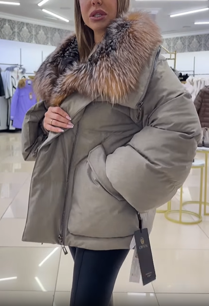 Oversized Puffer Jacket with Faux Fur Collar