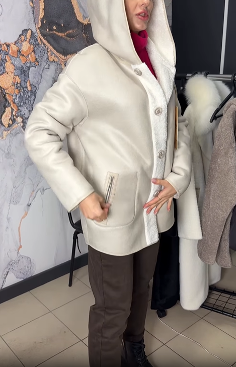 Reversible Hooded Teddy & Faux Leather Coat