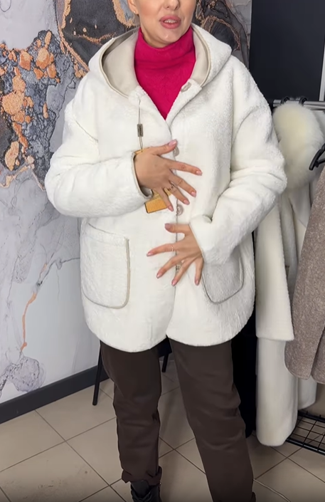 Reversible Hooded Teddy & Faux Leather Coat