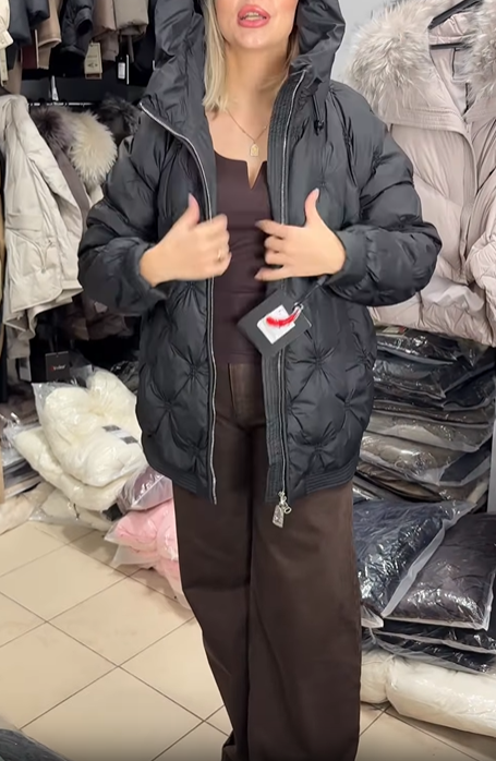 Star-Quilted Hooded Puffer Jacket