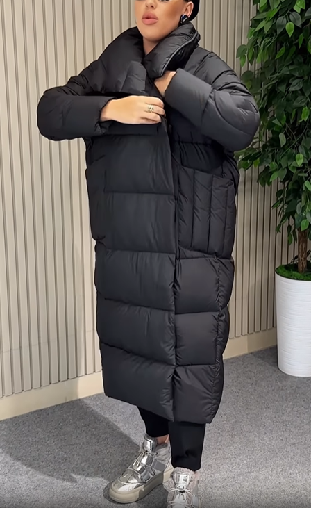 Longline Puffer Coat with Magnetic Snap & Hidden Zipper