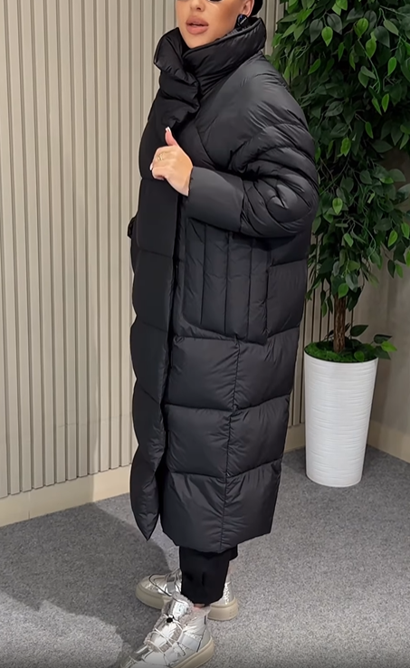 Longline Puffer Coat with Magnetic Snap & Hidden Zipper