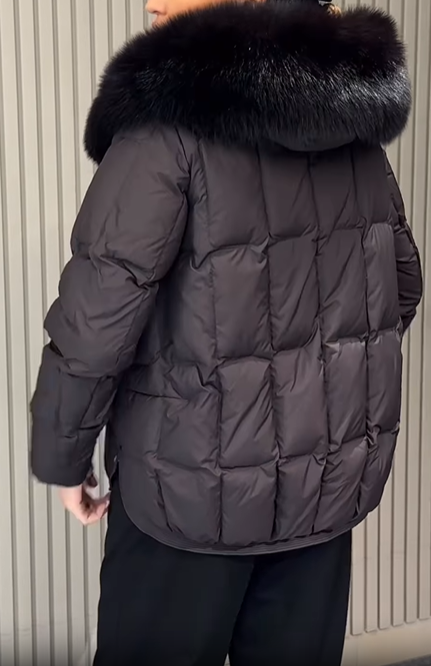 Puffer Jacket with Faux Fur Hood Trim
