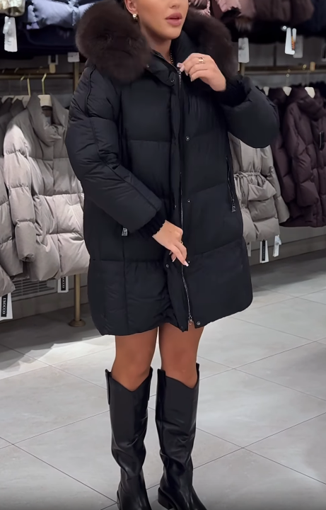 Faux Fur-Trimmed Hooded Puffer Coat