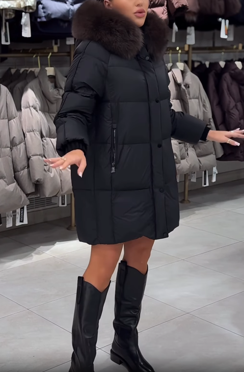 Faux Fur-Trimmed Hooded Puffer Coat