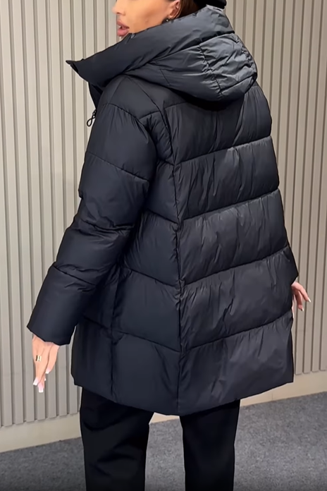 Quilted Hooded Puffer Coat with Adjustable Drawstrings