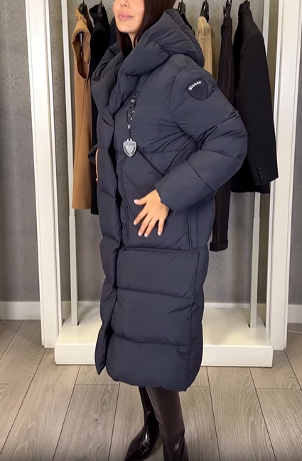 Hooded Long-Length Puffer Coat with Magnetic Closure