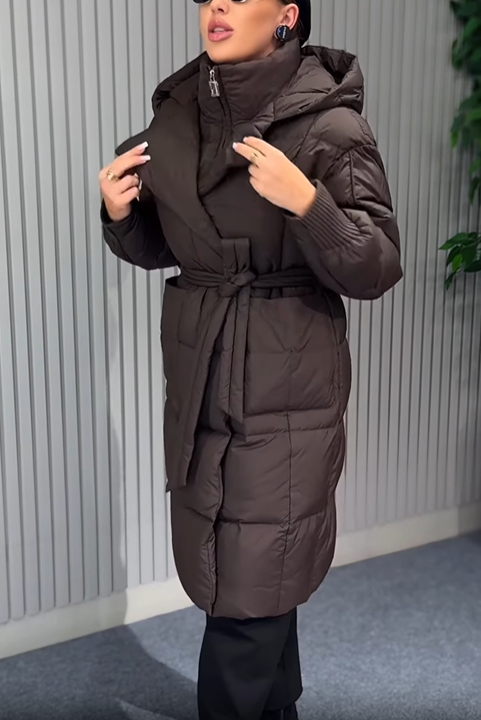 Layered Puffer Coat with Magnetic Snap Closure & Integrated Vest