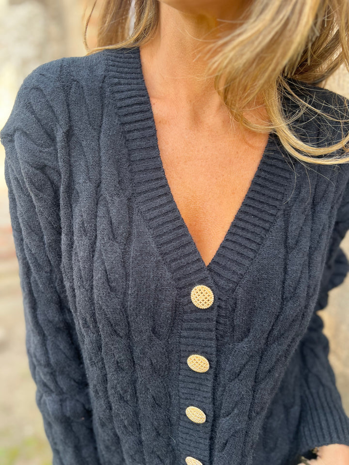 Gold button braided vest