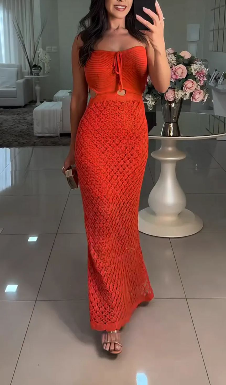 Stylish Knit Backless Dress with Tie Detail