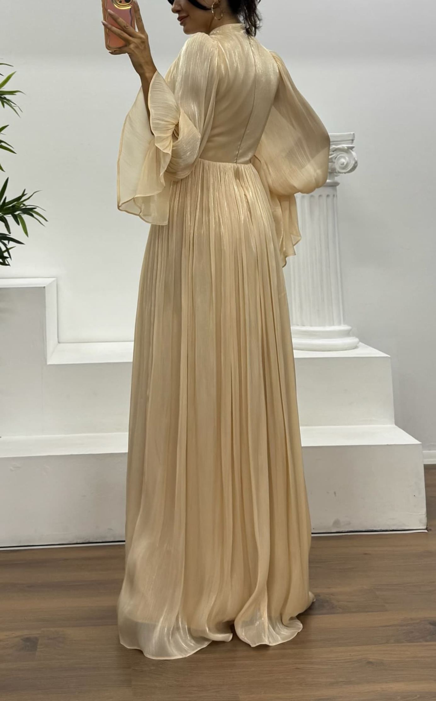 Long Sleeve Chiffon Evening Dress