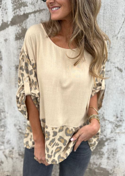 Ecru stripe print linen blouse