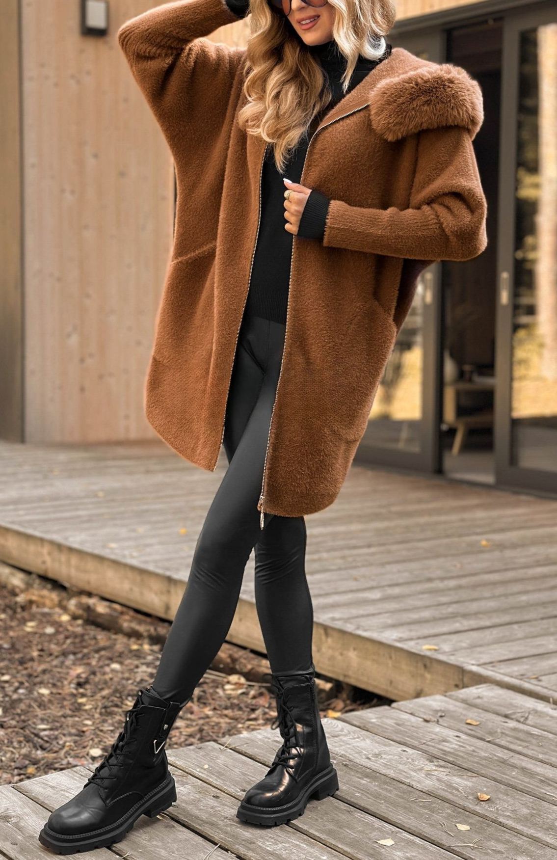 Faux Fur Hooded Coat