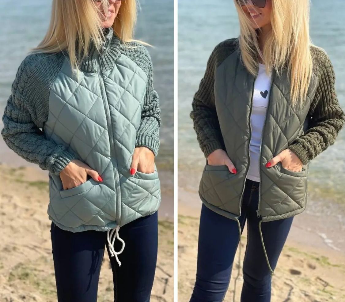 Knit Patchwork Puffer Jacket