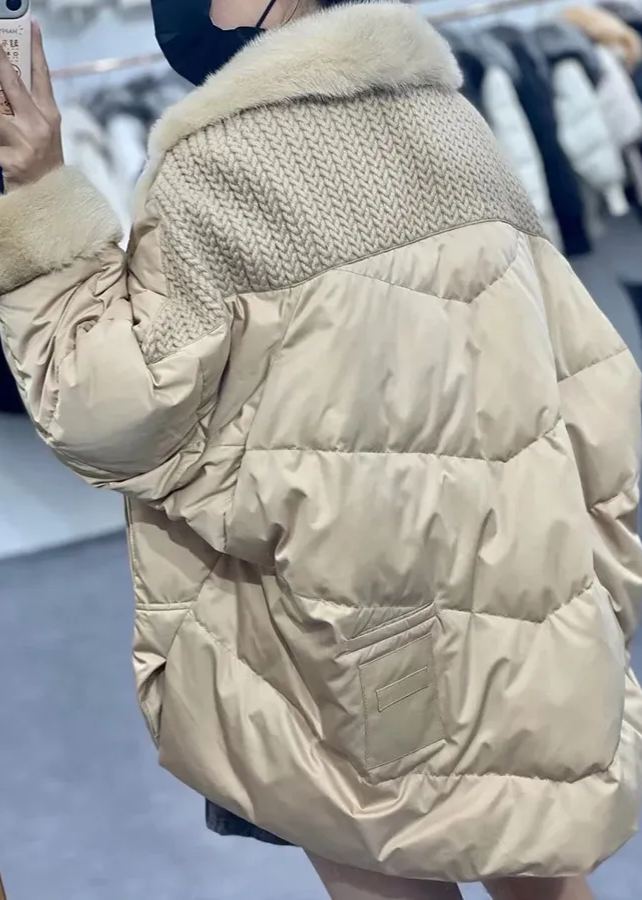 Quilted Down Jacket with Faux Fur Trim
