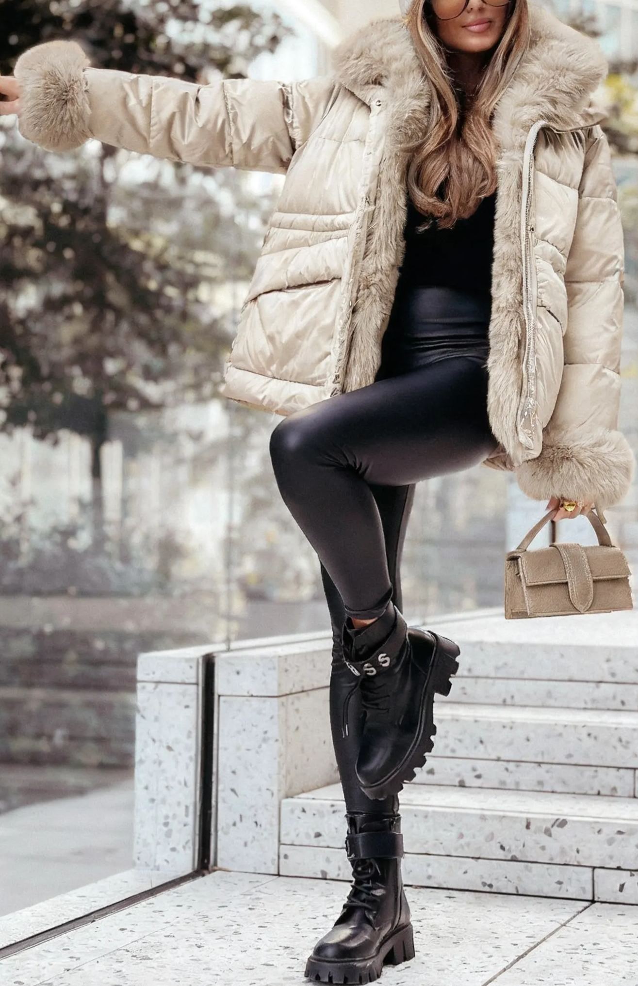 Pine Wonderland quilted fur jacket 