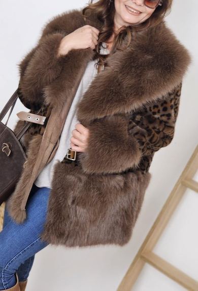 Leopard - Print Faux Fur Coat