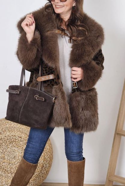 Leopard - Print Faux Fur Coat