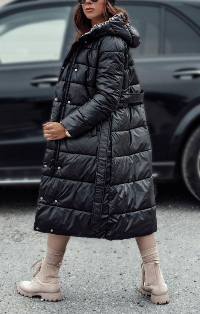 Reversible Down Coat with Leopard Print and Solid Design