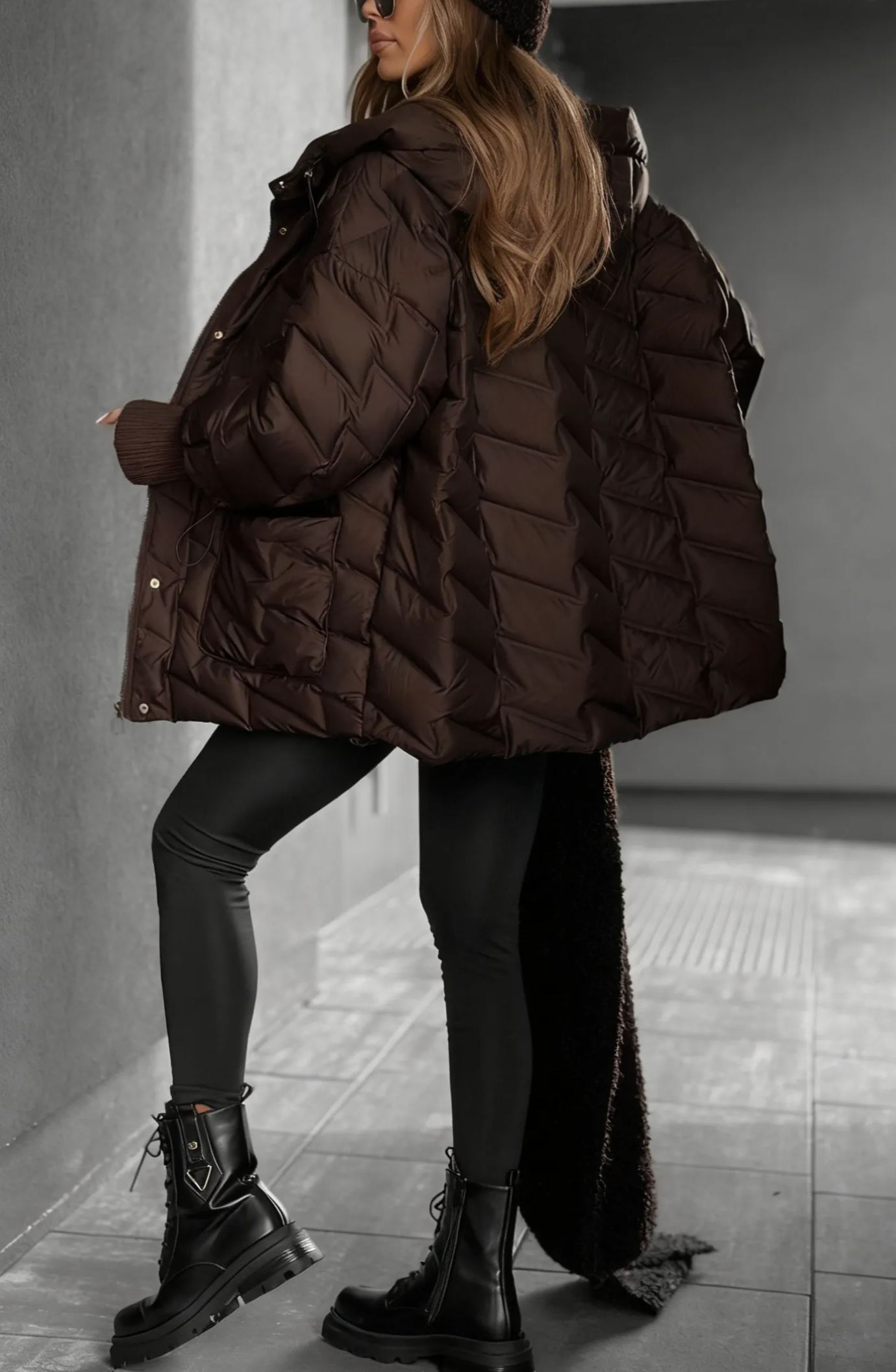 Choose Yourself Beige Hooded Down Jacket