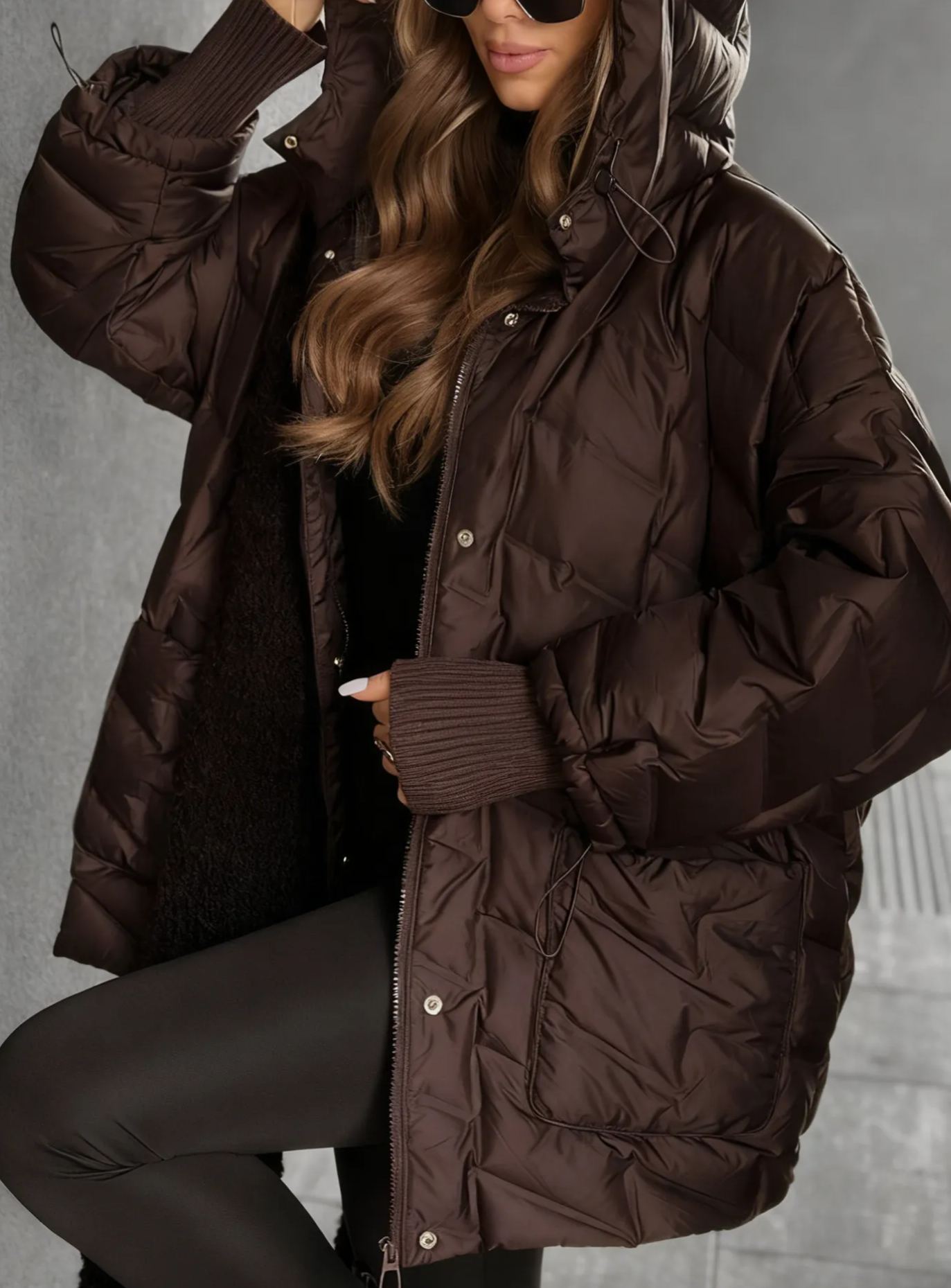 Choose Yourself Beige Hooded Down Jacket